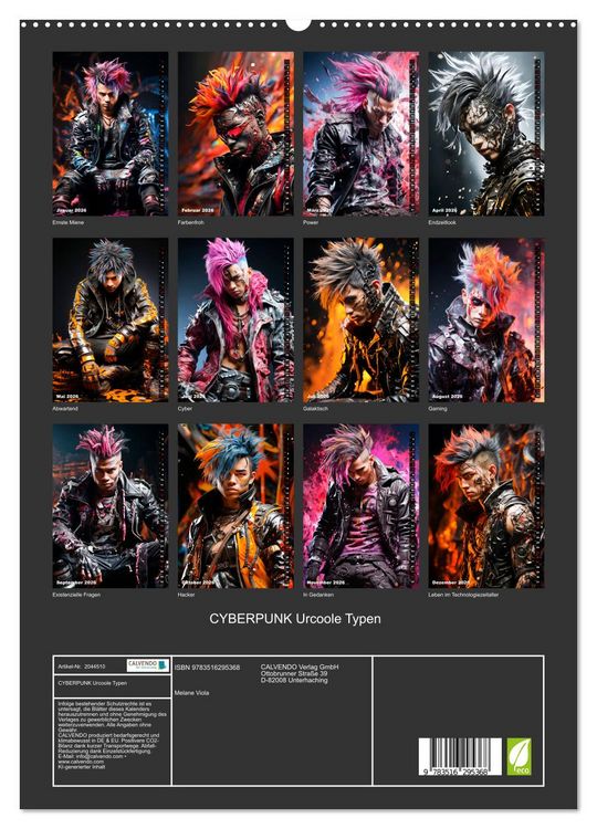 Produktbild: CYBERPUNK Urcoole Typen (hochwertiger Premium Wandkalender 2026 DIN A2 hoch), Kunstdruck in Hochglanz