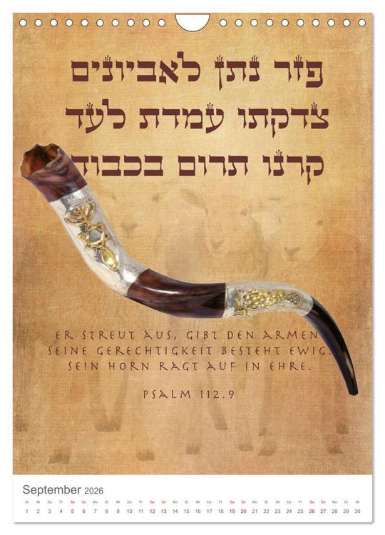 Produktbild: Psalmen Tehilim Hebr&auml;isch - Deutsch (Wandkalender 2026 DIN A4 hoch), CALVENDO Monatskalender