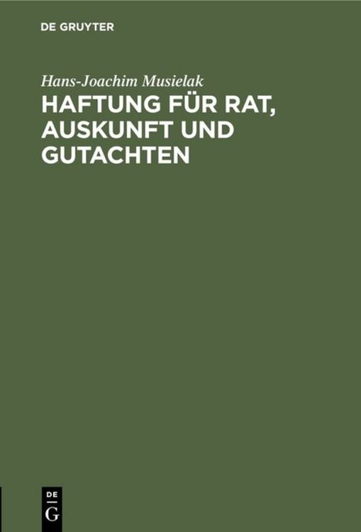 Produktbild: Haftung f&uuml;r Rat, Auskunft und Gutachten