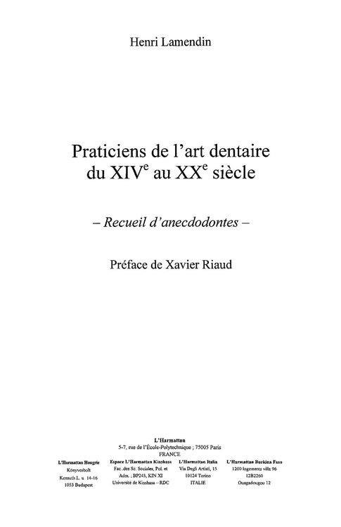 Produktbild: Praticien de l'art dentaire du xive au