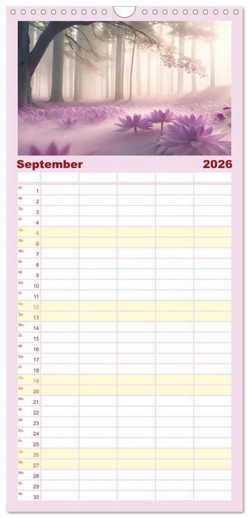 Produktbild: Familienplaner 2026 - Romantischer Terminkalender mit 5 Spalten (Wandkalender, 21 x 45 cm) CALVENDO