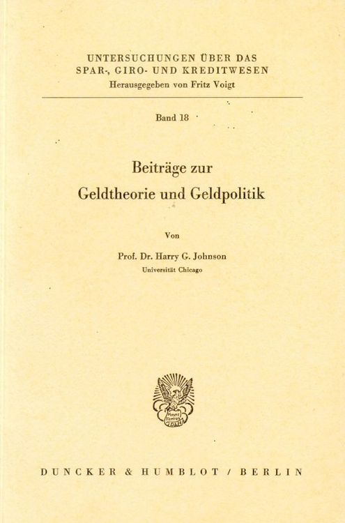 Produktbild: Beitr&auml;ge zur Geldtheorie und Geldpolitik.