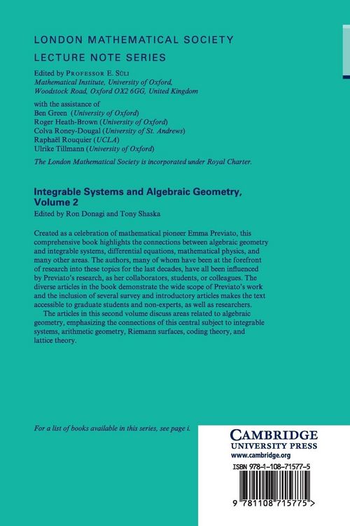 Produktbild: Integrable Systems and Algebraic Geometry