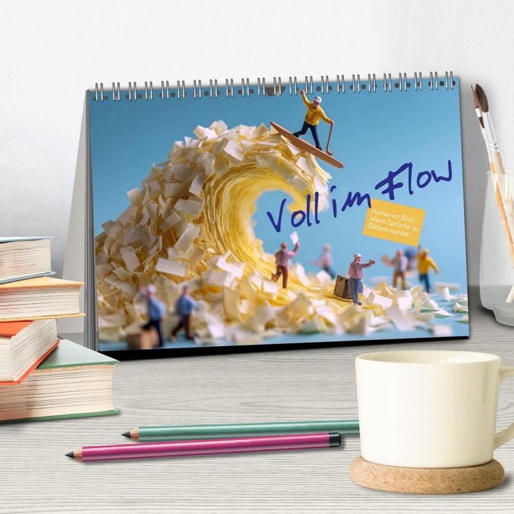 Produktbild: Voll im Flow. Humor im B&uuml;ro: Wenn Spr&uuml;che zu Bildern werden (Tischkalender 2026 DIN A5 quer), CALVENDO Monatskalender
