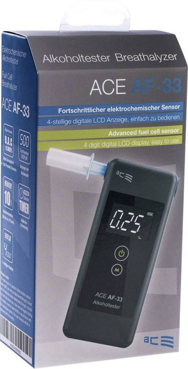 Produktbild: ACE AF-33 Alkoholtester Dunkelgrau 0.00 bis 5.00 &permil; inkl. Display