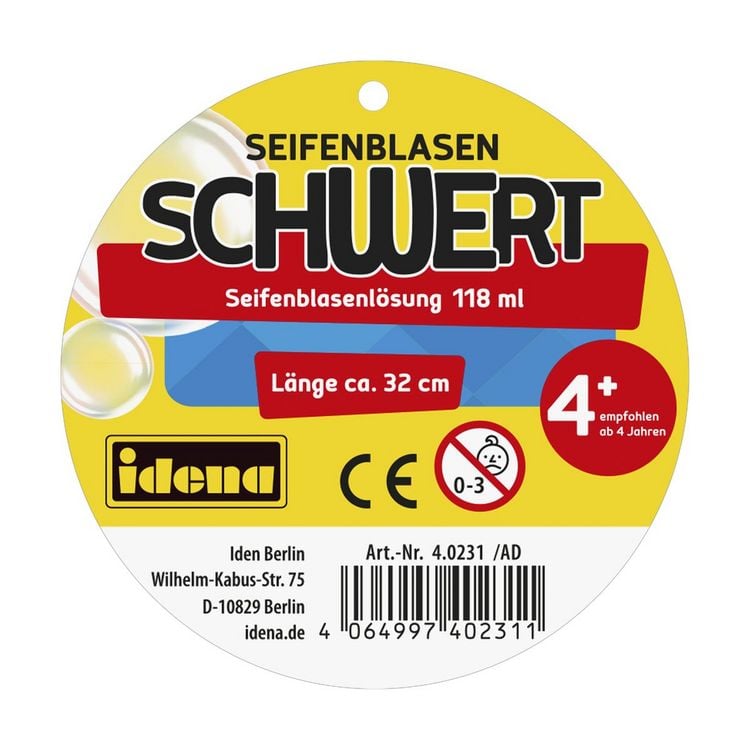 Produktbild: Idena Seifenblasenschwert inkl. Seifenblasenfl&uuml;ssigkeit 32cm 3fach sortiert