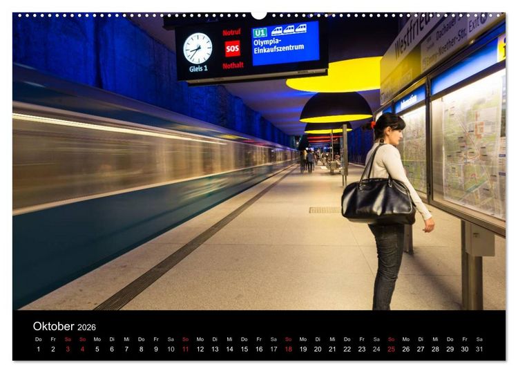 Produktbild: U-Bahn in M&uuml;nchen (hochwertiger Premium Wandkalender 2026 DIN A2 quer), Kunstdruck in Hochglanz