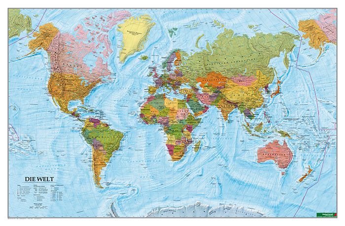 Produktbild: Wandkarte: The World, Poster 1:35.000.000, Englisch, Plano in Rolle