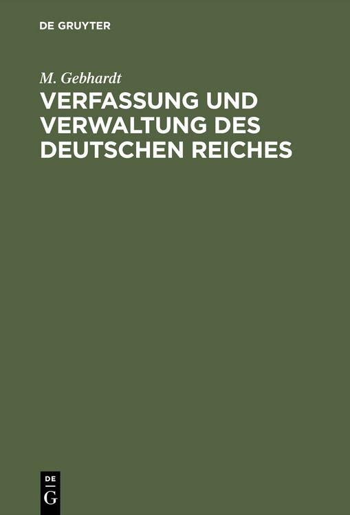 Produktbild: Verfassung und Verwaltung des Deutschen Reiches