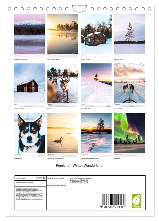 Produktbild: Finnland - Winter Wunderland (Wandkalender 2026 DIN A4 hoch), CALVENDO Monatskalender