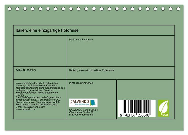Produktbild: Italien, eine einzigartige Fotoreise (Tischkalender 2026 DIN A5 quer), CALVENDO Monatskalender