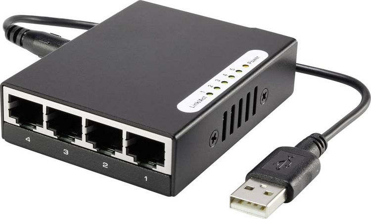 Produktbild: Renkforce RF-4451433 RF-4451433 Netzwerk Switch 5 Port 100MBit/s USB-Stromversorgung