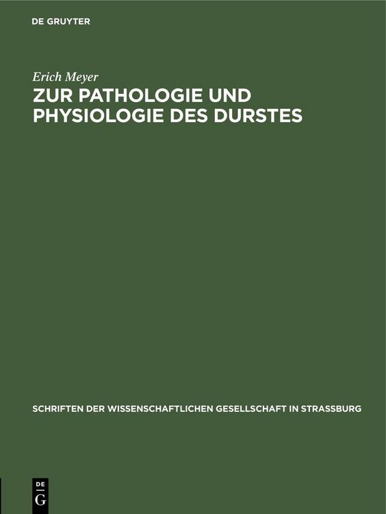 Produktbild: Zur Pathologie und Physiologie des Durstes