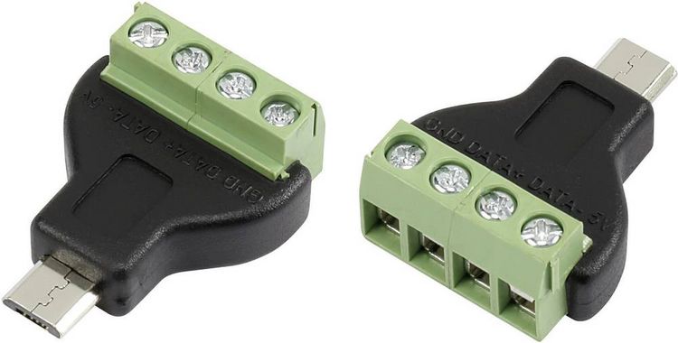 Produktbild: TRU COMPONENTS MN-USB4M USB-Steckverbinder mit Schraubanschluss Stecker, gerade Micro USB-Stecker Typ B Inhalt: 1 St.