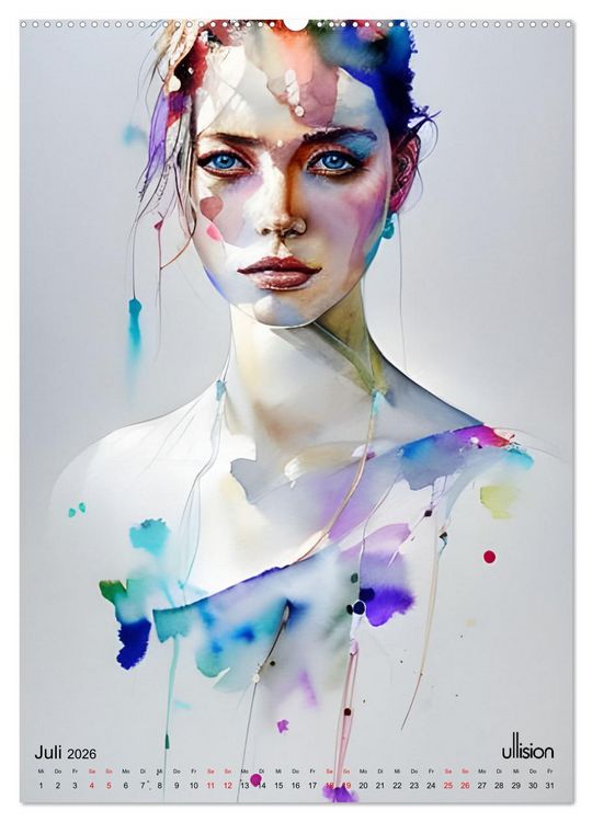 Produktbild: WILD FREI SCH&Ouml;N Aquarell-Portraits (hochwertiger Premium Wandkalender 2026 DIN A2 hoch), Kunstdruck in Hochglanz