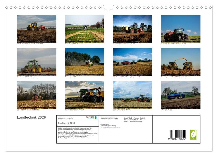 Produktbild: Landtechnik 2026 (Wandkalender 2026 DIN A3 quer), CALVENDO Monatskalender