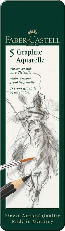 Produktbild: Faber-Castell Aquarellbleistifte Graphite Aquarelle, HB 2B 4B 6B 8B, 5er Set