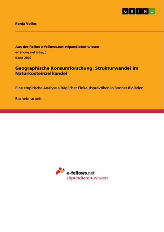 Produktbild: Geographische Konsumforschung. Strukturwandel im Naturkosteinzelhandel