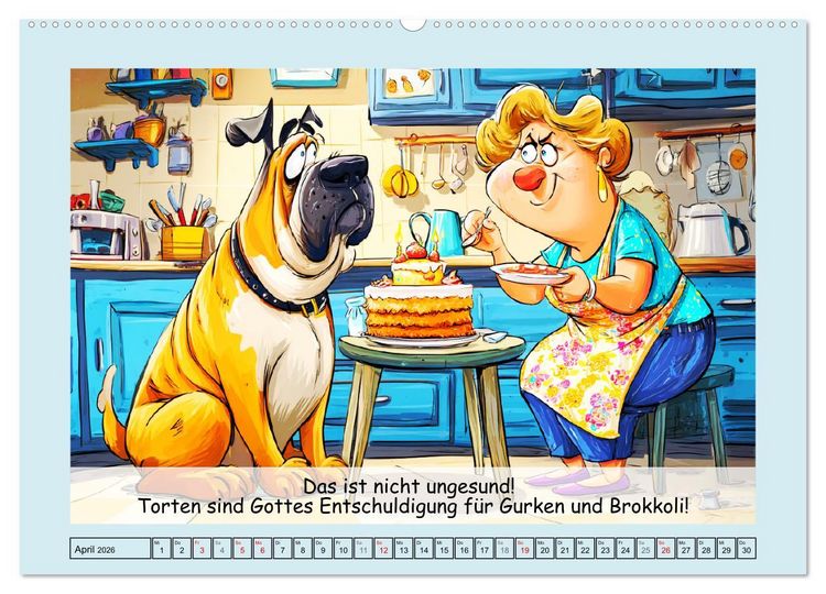 Produktbild: Frauchen und Hund. Witzige Cartoons vom t&auml;glichen Chaos (Wandkalender 2026 DIN A2 quer), CALVENDO Monatskalender
