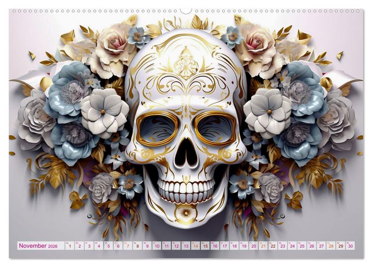 Produktbild: Skull Flower - Totenkopf ART (hochwertiger Premium Wandkalender 2026 DIN A2 quer), Kunstdruck in Hochglanz