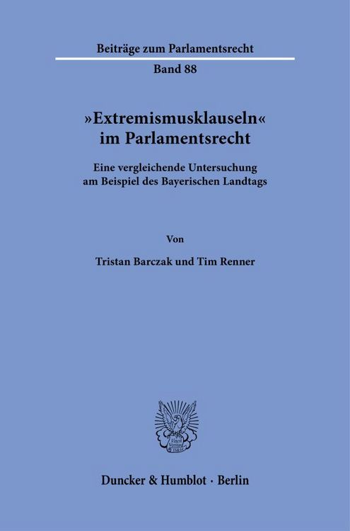 Produktbild: "Extremismusklauseln" im Parlamentsrecht