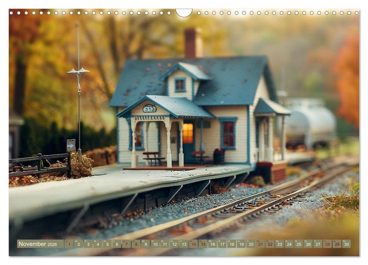 Produktbild: Miniaturwelt Eisenbahn - Zug um Zug ins Abenteuer (Wandkalender 2026 DIN A3 quer), CALVENDO Monatskalender