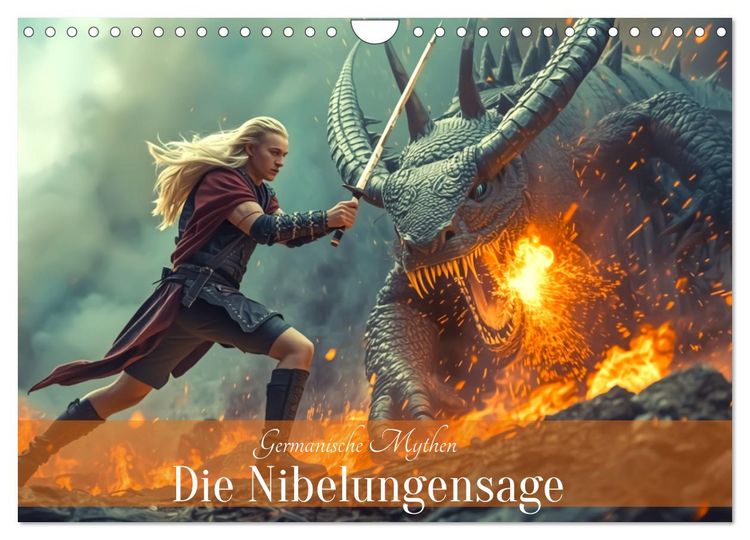 Produktbild: Germanische Mythen &ndash; Die Nibelungensage (Wandkalender 2027 DIN A4 quer), CALVENDO Monatskalender