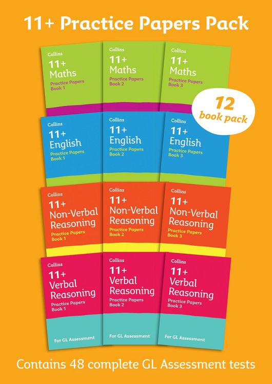 Produktbild: 11+ GL English, Maths, Verbal Reasoning and Non-Verbal Reasoning Practice Papers Pack (with 12 Practice Papers books)