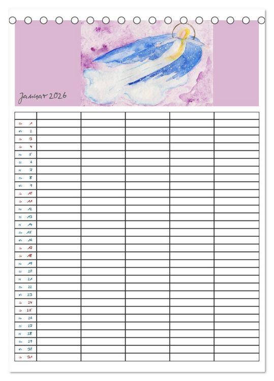 Produktbild: Engelhafter Familienplaner (Tischkalender 2026 DIN A5 hoch), CALVENDO Monatskalender