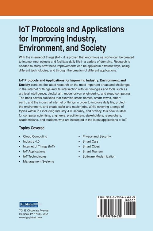 Produktbild: IoT Protocols and Applications for Improving Industry, Environment, and Society
