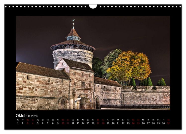 Produktbild: N&uuml;rnberg - Die Altstadt bei Nacht (Wandkalender 2026 DIN A3 quer), CALVENDO Monatskalender