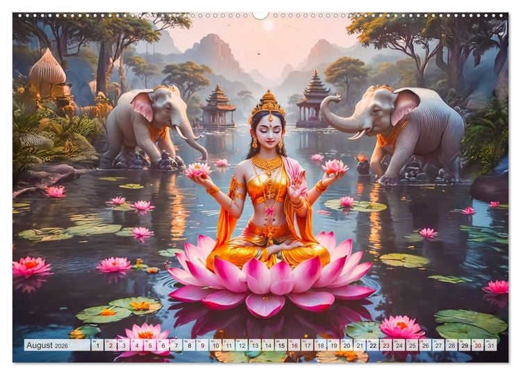 Produktbild: Hinduistische Mythologie - G&ouml;tter, Helden und Monster (hochwertiger Premium Wandkalender 2026 DIN A2 quer), Kunstdruck in Hochglanz