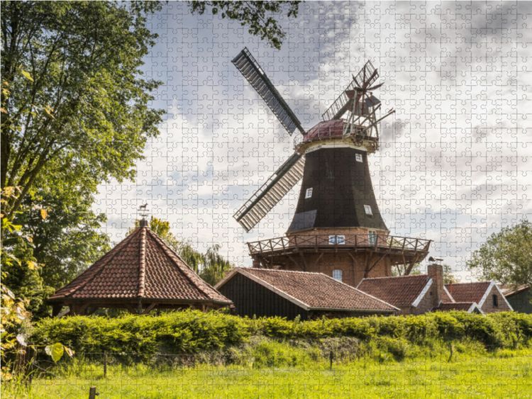 Produktbild: CALVENDO Puzzle M&uuml;hle an der Ostfriesischen M&uuml;hlenstra&szlig;e 1000 Teile Lege-Gr&ouml;&szlig;e 64 x 48 cm Foto-Puzzle Bild von Conny Pokorny