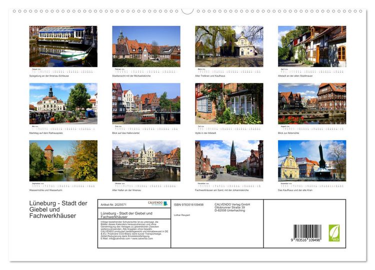 Produktbild: L&uuml;neburg - Stadt der Giebel und Fachwerkh&auml;user (hochwertiger Premium Wandkalender 2026 DIN A2 quer), Kunstdruck in Hochglanz