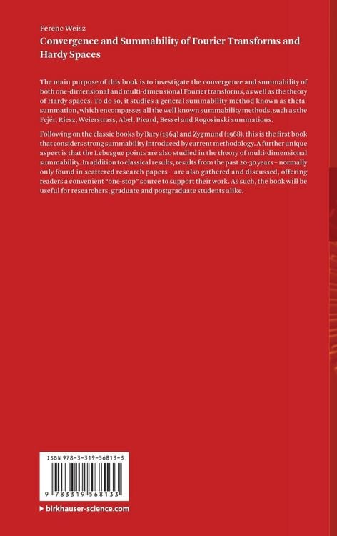 Produktbild: Convergence and Summability of Fourier Transforms and Hardy Spaces