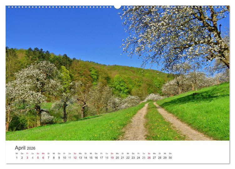 Produktbild: Wege durchs Jahr- Zitate begleiten auf romantisch sch&ouml;nen Wegen (Wandkalender 2026 DIN A2 quer), CALVENDO Monatskalender