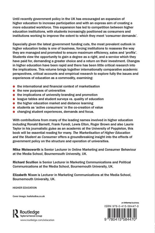 Produktbild: The Marketisation of Higher Education and the Student as Consumer