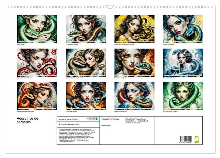 Produktbild: Adoratrice de serpents (Calendrier mural 2026 DIN A2 vertical), CALVENDO calendrier mensuel