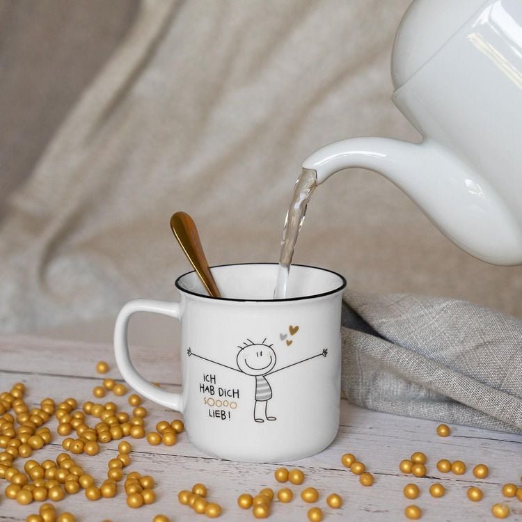 Produktbild: Becher in Emailleoptik "Hab dich sooo lieb"
