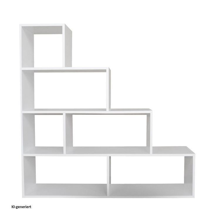 Produktbild: HTI-Living Stufenregal in Wei&szlig; Raumteiler B&uuml;cherregal 114x114x30 cm vielseitig einsetzbar