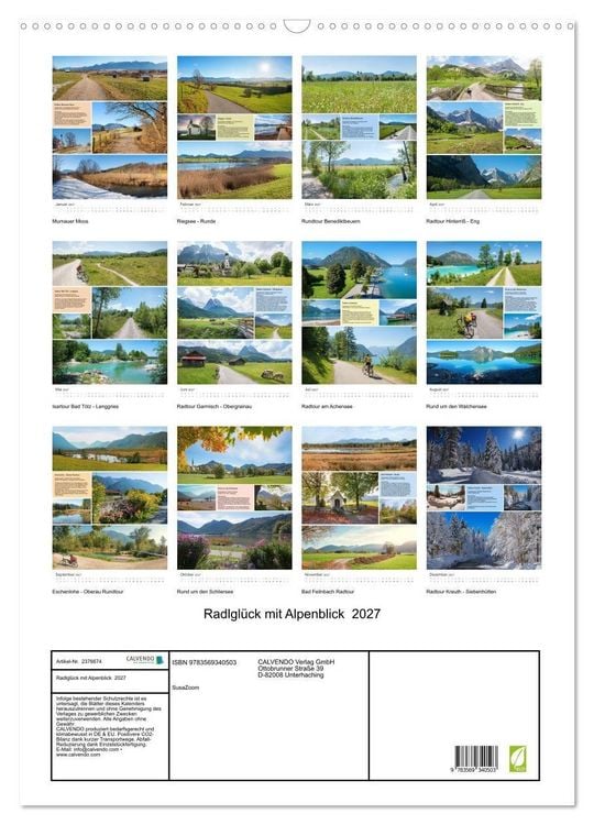 Produktbild: Radlgl&uuml;ck mit Alpenblick 2027 (Wandkalender 2027 DIN A2 hoch), CALVENDO Monatskalender