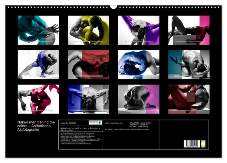 Produktbild: Naked men behind the colors &ndash; &Auml;sthetische Aktfotografien (Wandkalender 2027 DIN A2 quer), CALVENDO Monatskalender