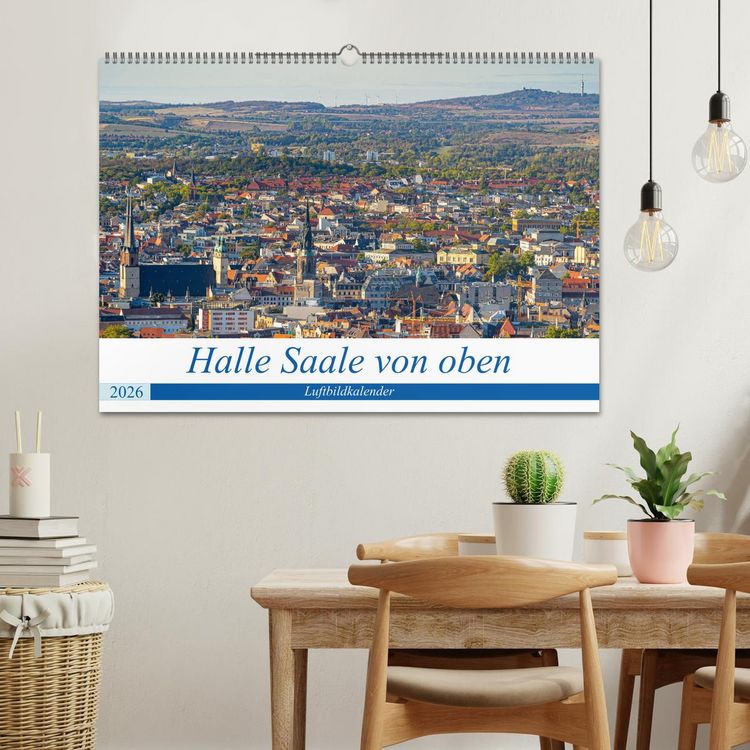 Produktbild: Halle an der Saale von oben (Wandkalender 2026 DIN A2 quer), CALVENDO Monatskalender