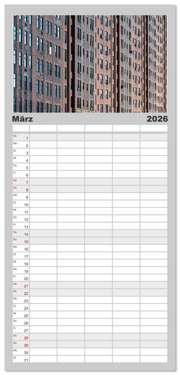 Produktbild: Familienplaner 2026 - Fassadenpoesie &ndash; Muster & Strukturen aus New York mit 5 Spalten (Wandkalender, 21 x 45 cm) CALVENDO