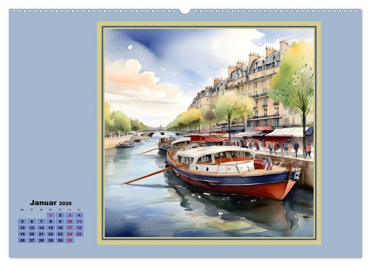 Produktbild: KI spaziert durch Paris (Wandkalender 2026 DIN A2 quer), CALVENDO Monatskalender