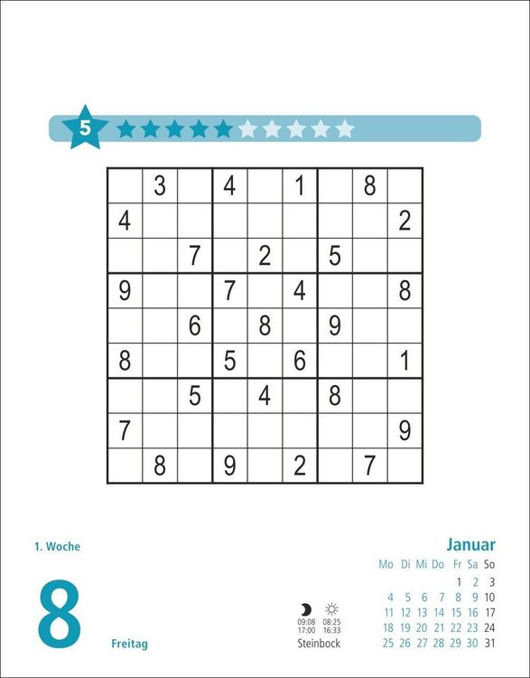 Produktbild: Stefan Heine Sudoku mittel bis schwierig Tagesabrei&szlig;kalender 2027