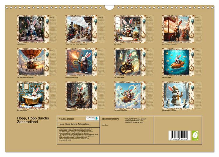 Produktbild: Hopp, Hopp durchs Zahnradland (Wandkalender 2026 DIN A3 quer), CALVENDO Monatskalender