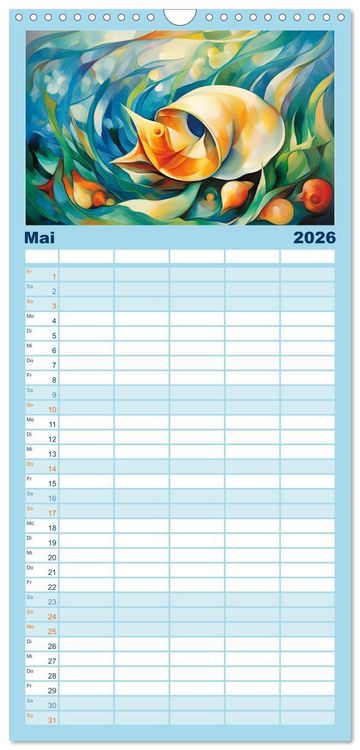 Produktbild: Familienplaner 2026 - Unterwasserwelt, bunt und wundersch&ouml;n mit 5 Spalten (Wandkalender, 21 x 45 cm) CALVENDO