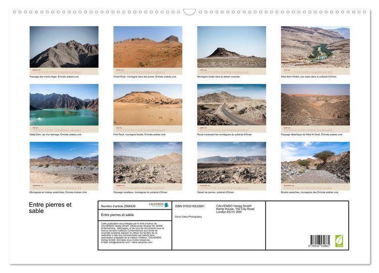 Produktbild: Entre pierres et sable (Calendrier mural 2026 DIN A2 vertical), CALVENDO calendrier mensuel