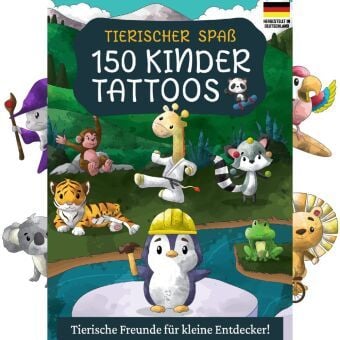 Produktbild: 150 hautfreundliche Kindertattoos &ndash; Thema: Tierischer Spa&szlig;